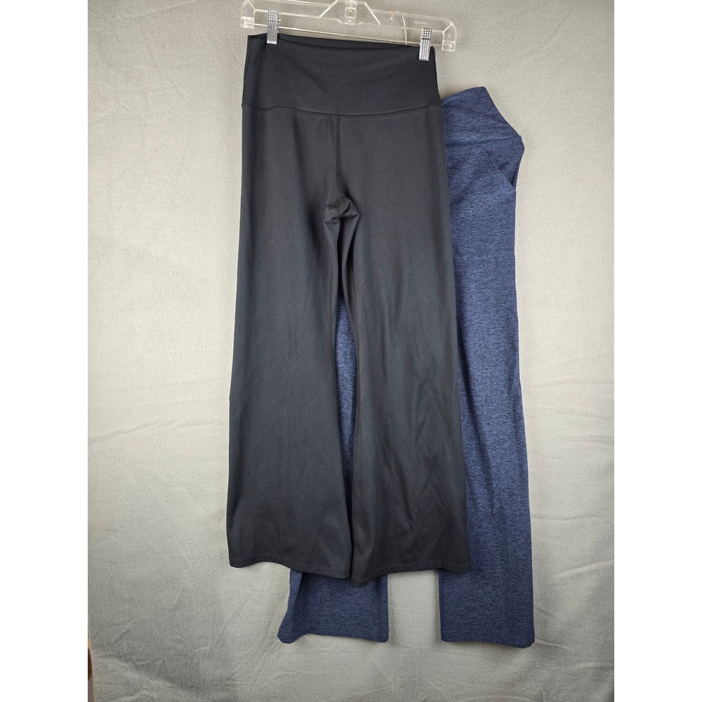 2 Pcs Zelle Kirkland Womens Athletic Pants Medium High Waist Wide Leg Blue Black